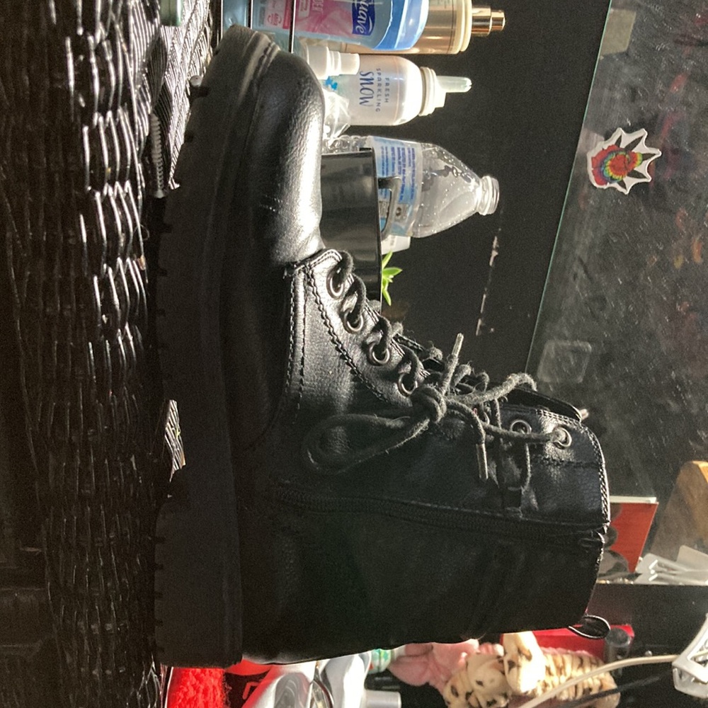 black combat boots
